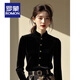 ROMON New Chinese style black velvet bottoming shirt for women autumn and winter new niche stand-up collar shirt with horse skirt top black S 80-95Jin Jin is equal to 0.5 kg