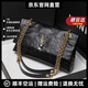 MOSPOKE light luxury brand genuine leather bag women's bag retro shoulder bag folding bag high cargo large capacity crossbody bag Y buckle black