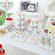 He Jiagong birthday arrangement dessert table ornaments wedding display shelf disposable three-layer table cake tray snack rack white dessert table large wave white package 70