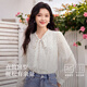 Qiushui Yiren simple polka dot lace shirt 2025 spring new style women's casual commuting wind-collared top