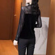 Velvet lace shirt for women in autumn and winter new fashion slimming and age-reducing inner wear mesh bottoming shirt Cancan lace shirt L (suitable for 90-105 Jin Jin equals 0.5 kg)