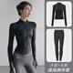 Yoga suit women's tight-fitting quick-drying stand-up collar sports jacket top Pilates running training single jacket black XL