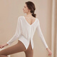 Bright dip yoga wear women's long-sleeved T-shirt spring and autumn new professional Pilates back loose fitness sports blouse top white M 100-110Jin Jin equals 0.5 kg