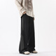 IZEXX American striped overalls men's high street casual loose straight wide leg sports long pants MZ98 black L