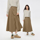 
Giordano big skirt for women with loose pleated pleated half-elastic waist A-line skirt for women 13465867
