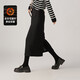 SOFSIL Acetate Wool Premium Slim Slit Skirt 2025 Winter Fashion Thickened Mid-Length Straight Skirt Black L (28)