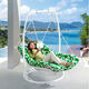 Chaise à bascule de Yusenyi, panier de suspension à double hamac, lit bleu, chaise swing extérieure, balcon, lit swing bleu suspendu pour adulte, chaise salon à bascule, blanc petit (A13821 Coussin de siège)