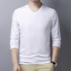 Spring and autumn sweetheart collar plus fat plus size long-sleeved t-shirt for fat men solid color versatile bottoming shirt autumn clothes t white JX2010 3XL 185 (165-180Jin Jin is equal to 0.5 kg)