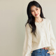 Eveli (eifini) Jiang Xin endorses Eveli fashion simple cable knitted cardigan for women 25 autumn new versatile casual commuting off-white M 105-115Jin Jin equals 0.5 kg