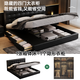 Jiang Chen minimalist black waffle leather master bedroom king bed double wedding bed ultra-thin bedside Italian style light luxury style storage bed bed + spine knitted coconut palm mattress + cabinet *1 1.8*2m frame structure/15cm steel wood lattice frame