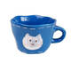 
Yu Senyi cute hand-painted blue background white cat ceramic cup family breakfast coffee cup children milk cup snack white cat dish 15906