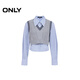 ONLY2025 new winter style college style style color block knitted vest suit shirt for women|125405016 H21 Kerry white background blue check XS
