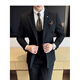 Annunciation Bird Haute Couture Suit Men's Wedding Dress Korean Slim Groom's Suit British Style Business Formal Dress Dark Brown #(Suit+Vest+Trousers) Comes with free shirt and tie M
