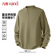 VANCL Waffle T-shirt Men's Spring and Autumn Retro Henley Collar Long Sleeves Trendy and Versatile Clothes Olive Green M