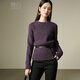 Late White Exclusive 2025 Winter Fashion Casual Sweater Solid Color Wool Sweater for Women Without Belt Purple S