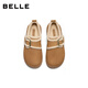 Belle retro fur edge snow boots for women 2025 winter new mall same style comfortable fur casual shoes E5N1DDM5 pre-sale brown 37 (235mm)