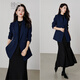 Late white off-size clearance 2026 spring double-breasted lapel top temperament fashion versatile commuter suit jacket for women dark blue S