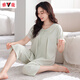 Yalu pijama nuevo para mujeres en verano con algodón de algodón de algodón de algodón de manga corta al estilo de princesa de alta gama se puede usar fuera de la ropa del hogar 695 verde XL 120-140Jin [Jin iguala 0.5 kg]