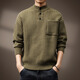 Noble color high-end 700g heavyweight thickened Henry collar sweater men's autumn new Japanese retro loose military green S suitable for 90-110Jin Jin equals 0.5 kg