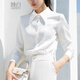 Late White New Product Commuting Versatile White Shirt Women 2025 Autumn Style Solid Color Simple OL Long Sleeve Shirt Women White M