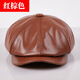 Xue Che's new leather hat men's autumn beret newsboy hat forward hat British cowhide octagonal hat women's peaked hat black (first layer of cowhide) 2XL (59-60cm)