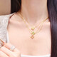 Xingu 18k gold four-leaf clover pendant full of diamonds and group-set pendant clover HW zircon pendant Chinese Valentine's Day gift 18k gold red clover pendant about 0.4-0.5g