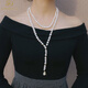 Disha designed natural strong light mixed color pearl baroque style sweater chain pendant mixed color 7-8MM pearls 90cm