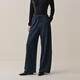 PEACEBIRD Shopping Mall Same Style 2025 Winter New Warm Velvet Scimitar Casual Pants Women A1GBF4327 Navy Blue S 155