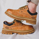 
Paul Camel Men's Shoes Spring Work Shoes Men's Low Top Genuine Leather British Casual Leather Shoes Thick Sole Rhubarb Martin Boots F3889_Golden 38