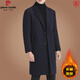 Pierre Cardin 2025 Autumn and Winter Woolen Coat Men's Mid-Length Korean Style Casual Windbreaker Winter Thickened Woolen Coat Black XL Recommended Weight 140-155Jin Jin is equal to 0.5 kg