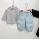 New spring and autumn clothing for infants and young children, hooded sweatshirts for boys, striped cartoon tops for baby girls, fashionable solid color inner wear, stripes 80 80cm