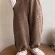G.duck girls' fleece sweatpants autumn and winter 2025 new baby girl one-piece fleece casual pants winter children's thickened pants off-white 90 m