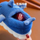 MDUG children's cotton slippers, winter shark slippers with velvet baby fur shoes, boys and girls indoor home non-slip shoes, blue shark cotton slippers, warm heel 26-27