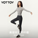 Yottoy merino wool slim long-sleeved top women's Pilates yoga clothing training fitness base clothing smoke gray S
