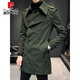 Pierre Cardin (pierre cardin) military trench coat men's mid-length spring and autumn style 2026 new British handsome slim double-breasted coat jacket men's black M recommended 90Jin Jin is equal to within 0.5 kg