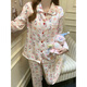 Hengyuanxiang pajamas with chest pad for women in spring and autumn cute cartoon kt cat long sleeves 2025 new casual suit home clothing 16886 Cat bear fixed chest pad XL