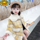G.DUCKKIDS Girls' Plaid Woolen Coat 2024 Autumn and Winter New Style Western Style Baby Girl Temperament Mid-Length Velvet Woolen Coat Purple Plaid 130 cm