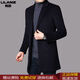 Lilang men's winter medium-length thickened coat new wool woolen coat young and middle-aged men's casual windbreaker navy blue M 170 110-130Jin Jin equals 0.5 kg