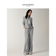 Jiuzi Annako fashionable relaxed sports style striped shawl wide leg pants sweatshirt suit for women 2025 autumn new style gray M