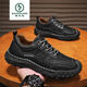 
Woodpecker high-end new style new handmade soft sole men's shoes spring casual shoes men's leather shoes flat large size loafers 9893 light brown 38