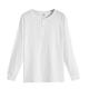 T-collar counter genuine American heavy henley shirt T-shirt open collar tough guy outer wear bottoming shirt men's autumn and winter henley collar long sleeve white S
