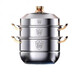 Fat Donglai same style steamer 316 stainless steel household food grade 304 thickened soup pot steamed buns double layer three or four layer induction cooker 316 golden ear steamer three layers 316 28cm