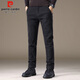 Pierre Cardin business casual pants for men in autumn and winter, trendy thickened woolen pants for middle-aged and young people, men's elastic trousers, black 30
