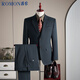 ROMON suit + vest + trousers Tencel Lyocell cotton wool high-end crafts suit jacket black M