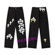 Chrome Heart 2025 Heiße Trendy Brand Cross Stickerei High Street Amerikanische vielseitige Männer und Frauen Lose Jeanshosen gerade Hosen 9928 Schwarz S