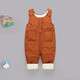 G.duck little yellow duck children's overalls autumn and winter boys and girls all-in-one velvet cotton pants baby open stall infants and children thickened brown 90 cm