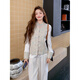 La Chapelle New Chinese Style Jacquard Vest Set Women's 2025 Autumn Butterfly Print Button Shirt Two-piece Set Off-White Vest + Shirt S (105Jin Jin is equal to 0.5kg)