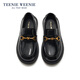 Teenie Weenie Bear Children's Shoes Children's Leather Shoes Girls' Loafers Shallow Mouth Slip-on Shoes British Style Black Princess Shoes TW5801017 Black Style 35