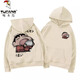Woodpecker (TUCANO) American retro white and gray hooded sweatshirt for men, autumn and winter jackets for men and women, trendy loose tops for couples, white and gray (regular style) XL recommended weight (110-135Jin Jin equals 0.5 kg)