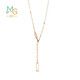 Chow Sang Sang 18K rose gold Yong series long ring necklace women's model with chain 92505N price 47 cm